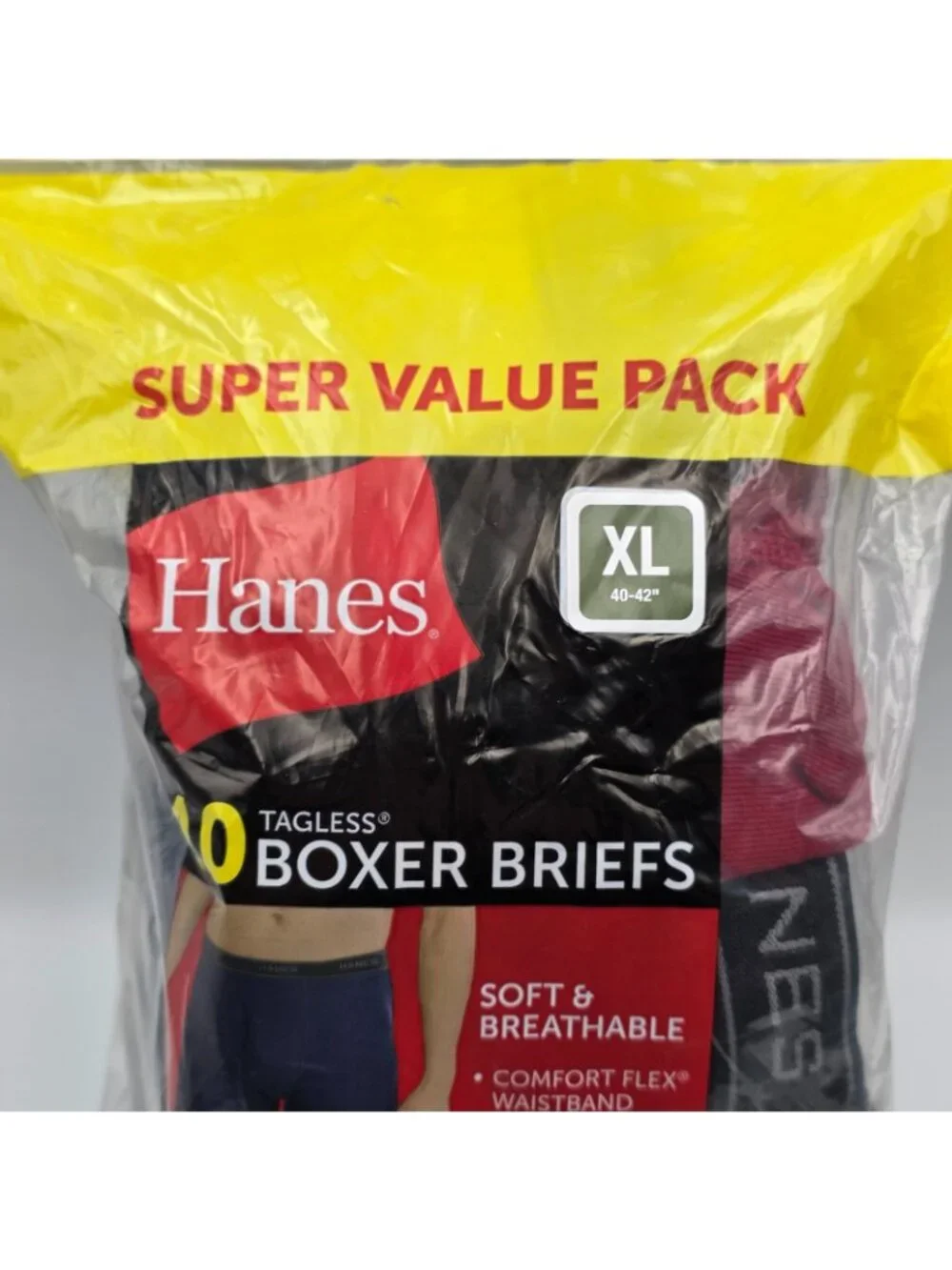 Hanes Men's XL Boxer Briefs 10-Pack Tagless Comfort Flex Multi Color New